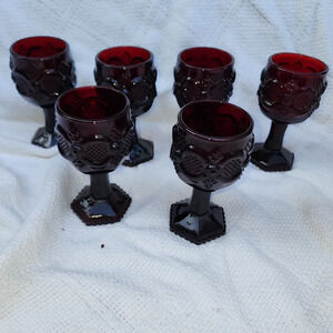 Avon Vintage Cape Cod Red wine‎ glasses (6)